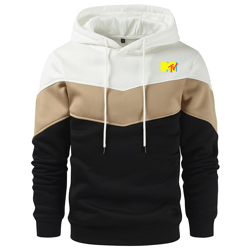 Men's M.T.V Gesean Novelty Color Block Pullover Fleece Hoodie Long Sleeve Casual Sweatshirt with Pocket