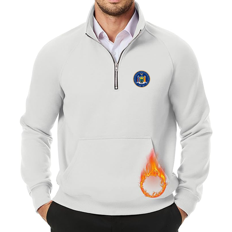 Men's New York  JMIERR  Quarter Zip Pullover Heavy Sweatshirts Warm Fleece Sweatshirt Polo