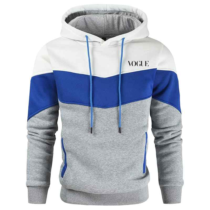 Men's Vogue  Gesean Novelty Color Block Pullover Fleece Hoodie Long Sleeve Casual Sweatshirt with Pocket
