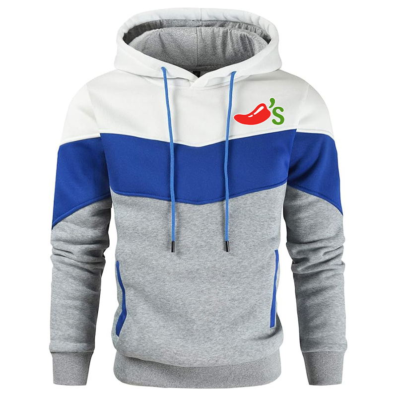 Men's Chilis Gesean Novelty Color Block Pullover Fleece Hoodie Long Sleeve Casual Sweatshirt with Pocket