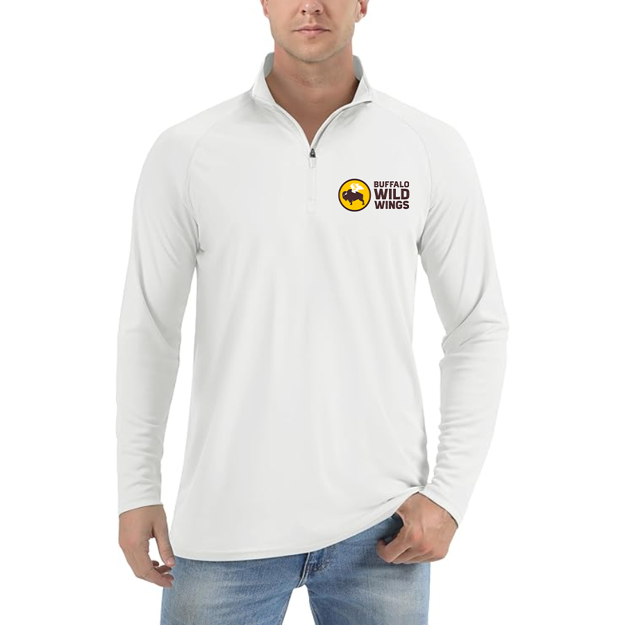 Men's Buffalo Wild Wings Lightweight Quarter-Zip Athletic Shirt Long Sleeve Performance Wear