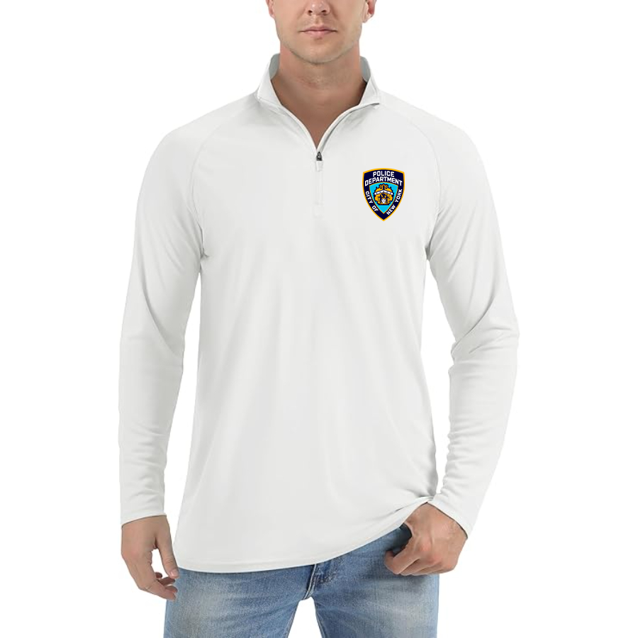 Men's NYPD Lightweight Quarter-Zip Athletic Shirt Long Sleeve Performance Wear