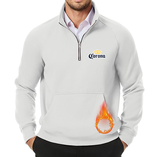 Men's Corona JMIERR  Quarter Zip Pullover Heavy Sweatshirts Warm Fleece Sweatshirt Polo