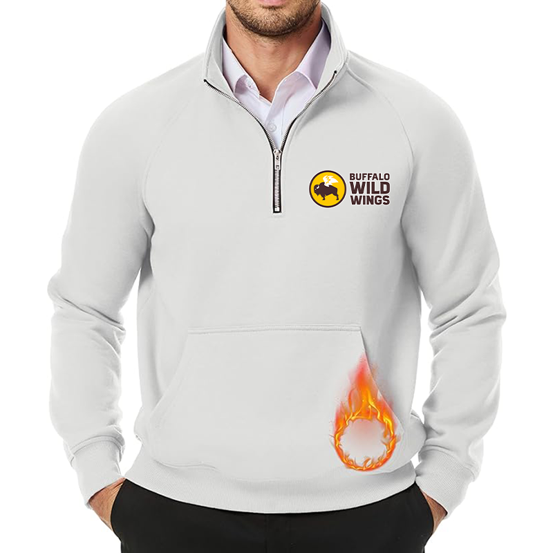 Men's Buffalo Wild Wings JMIERR  Quarter Zip Pullover Heavy Sweatshirts Warm Fleece Sweatshirt Polo
