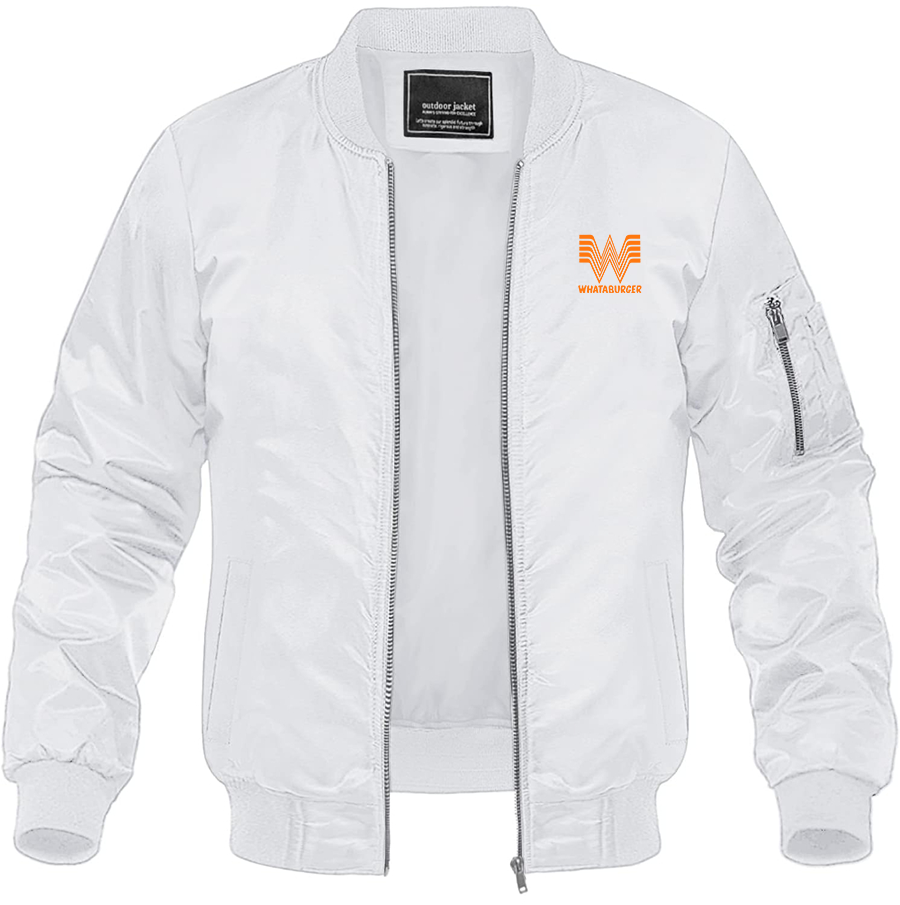 Men's What A Burger Lightweight Bomber Jacket Windbreaker Casual Fall Spring Outdoor Coat