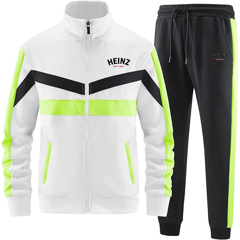 Men's HEINZ ANOTWENER Casual 2 Piece Tracksuit Sets Long Sleeve Full Zip Jacket and Sweatpants Sport Outfits Sweatsuits