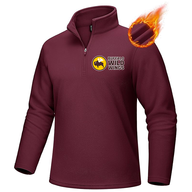 Men's Buffalo Wild Wings MAGCOMSEN Quarter-Zip Pullover Polar Fleece Sweatshirt Stand Collar Long Sleeve Shirt for Men Thermal Winter Fall