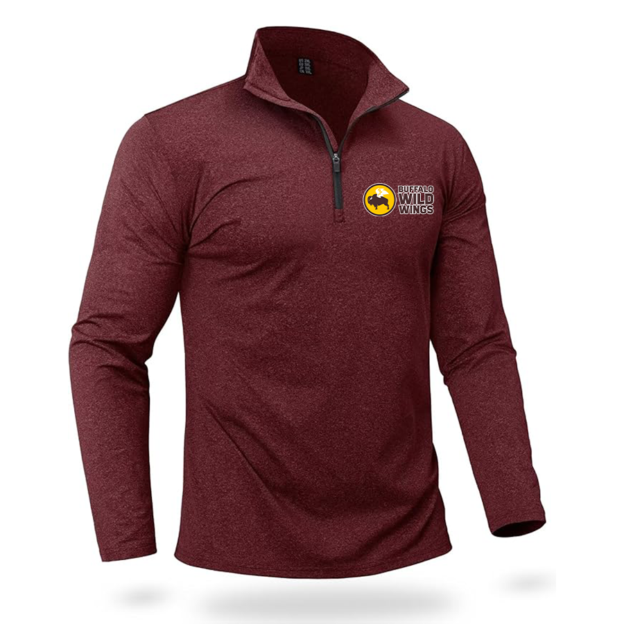 Men's Buffalo Wild Wings Quarter Zip Pullover Premium Fleece Lined Heather Long Sleeve Golf Shirts Midweight 1/4 Half Zip Sweatshirts