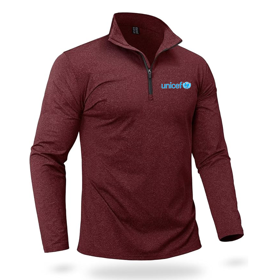 Men's UNICEF Quarter Zip Pullover Premium Fleece Lined Heather Long Sleeve Golf Shirts Midweight 1/4 Half Zip Sweatshirts