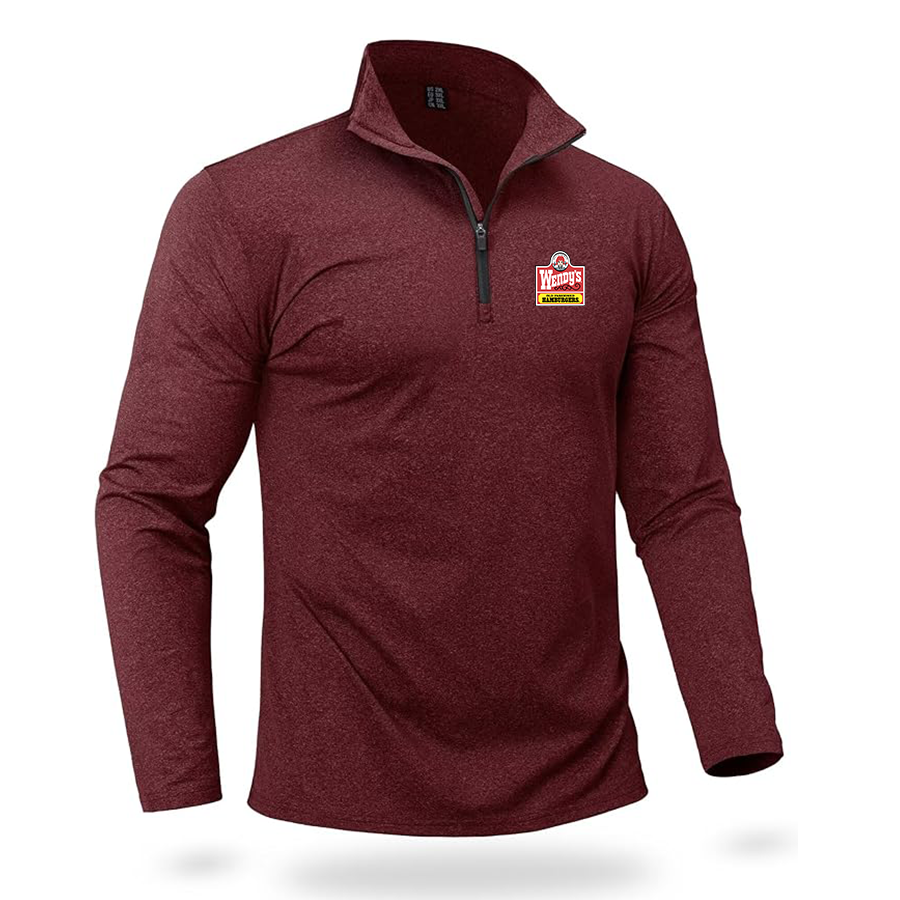 Men's Wendy's  Quarter Zip Pullover Premium Fleece Lined Heather Long Sleeve Golf Shirts Midweight 1/4 Half Zip Sweatshirts