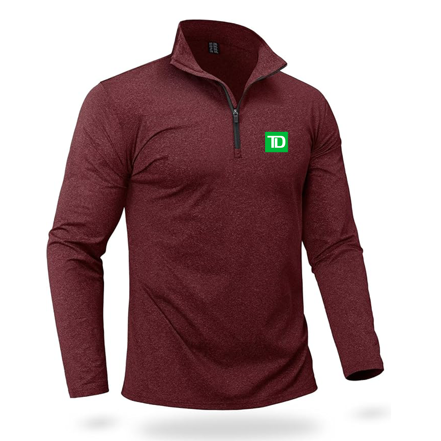 Men's TD Bank Quarter Zip Pullover Premium Fleece Lined Heather Long Sleeve Golf Shirts Midweight 1/4 Half Zip Sweatshirts