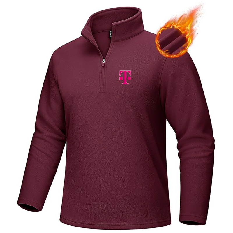 Men's T-Mobile MAGCOMSEN Quarter-Zip Pullover Polar Fleece Sweatshirt Stand Collar Long Sleeve Shirt for Men Thermal Winter Fall