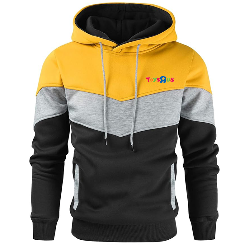 Men's Toys R Us Gesean Novelty Color Block Pullover Fleece Hoodie Long Sleeve Casual Sweatshirt with Pocket