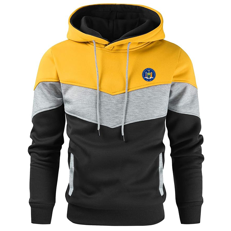 Men's New York   Gesean Novelty Color Block Pullover Fleece Hoodie Long Sleeve Casual Sweatshirt with Pocket