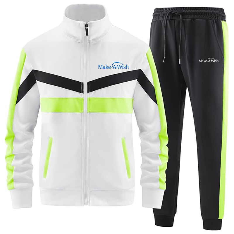 Men's Make-A-Wish Casual 2 Piece Tracksuit Sets Long Sleeve Full Zip Jacket and Sweatpants Sport Outfits Sweatsuits