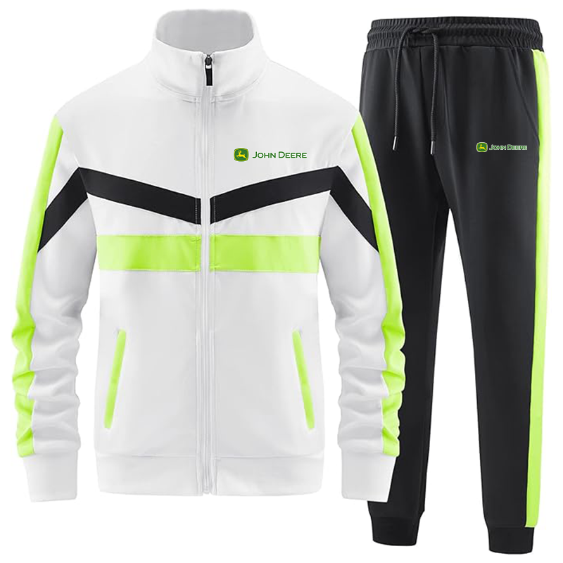 Men's John Deere Casual 2 Piece Tracksuit Sets Long Sleeve Full Zip Jacket and Sweatpants Sport Outfits Sweatsuits