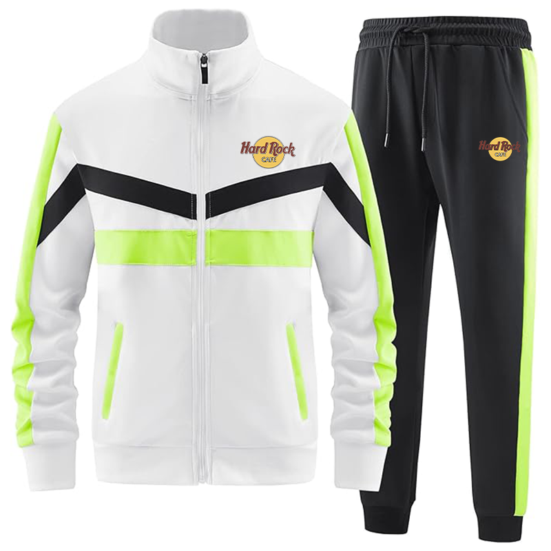 Men's Hard Rock Cafe ANOTWENER Casual 2 Piece Tracksuit Sets Long Sleeve Full Zip Jacket and Sweatpants Sport Outfits Sweatsuits